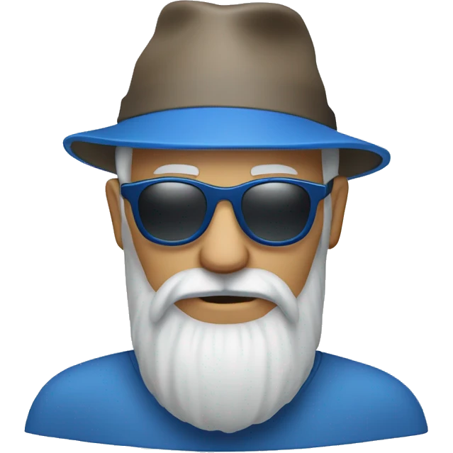 Old man, long beard, cap blue, sunglasses emoji