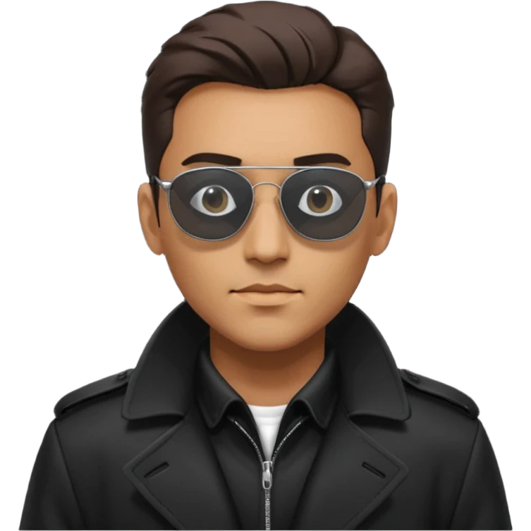 man in black trenchcoat and matrix sunglasses emoji