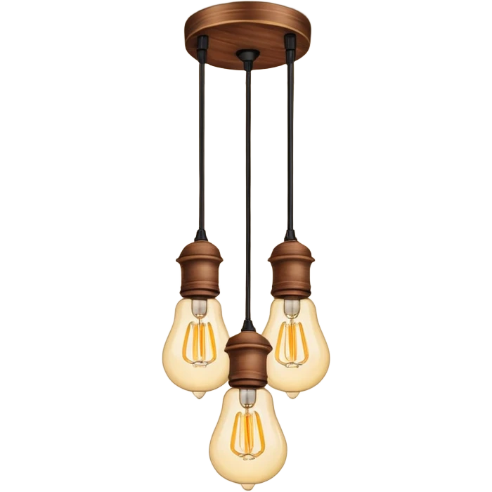 ceiling lamp 3 bulbs wooden pendant  emoji