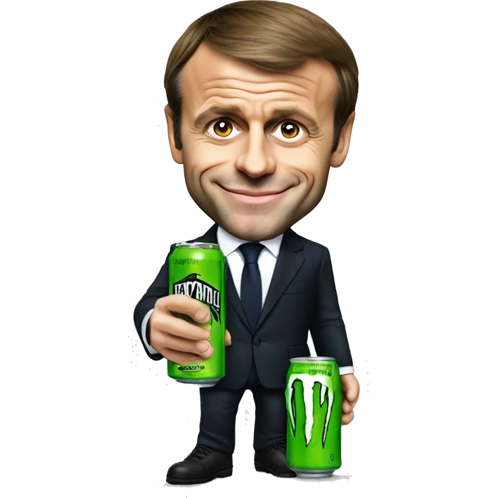 emmanuel macron drinking monster energy emoji