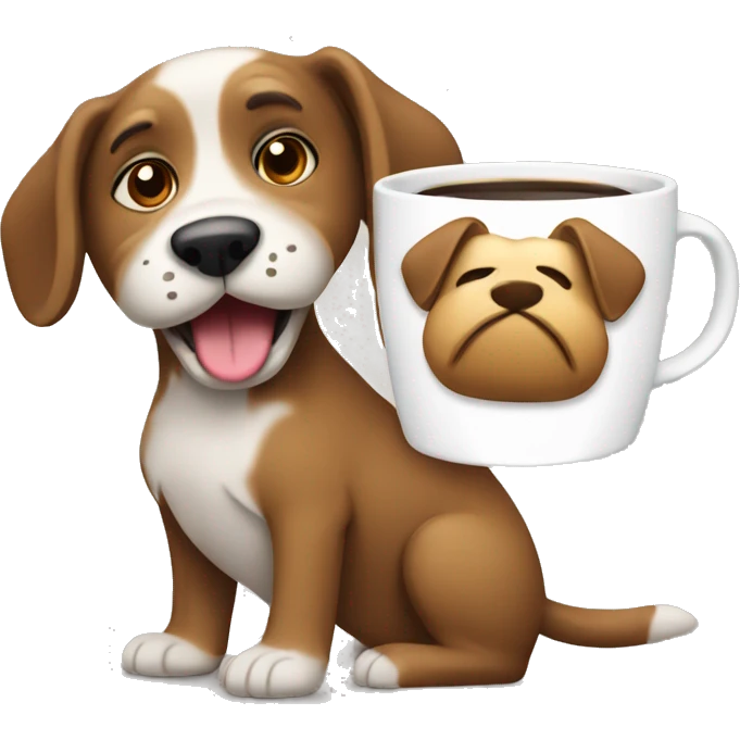 perro con taza de cafe emoji