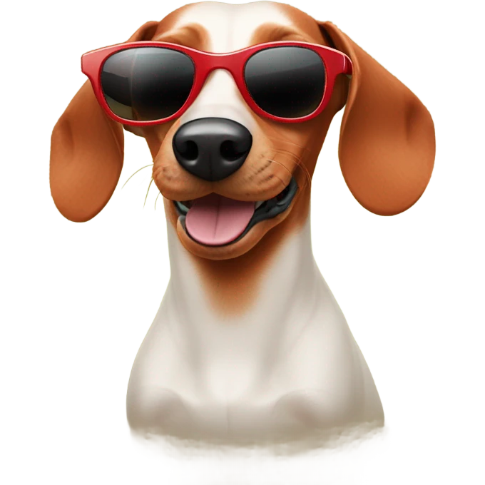 Red dachshund with pit viper sunglasses emoji