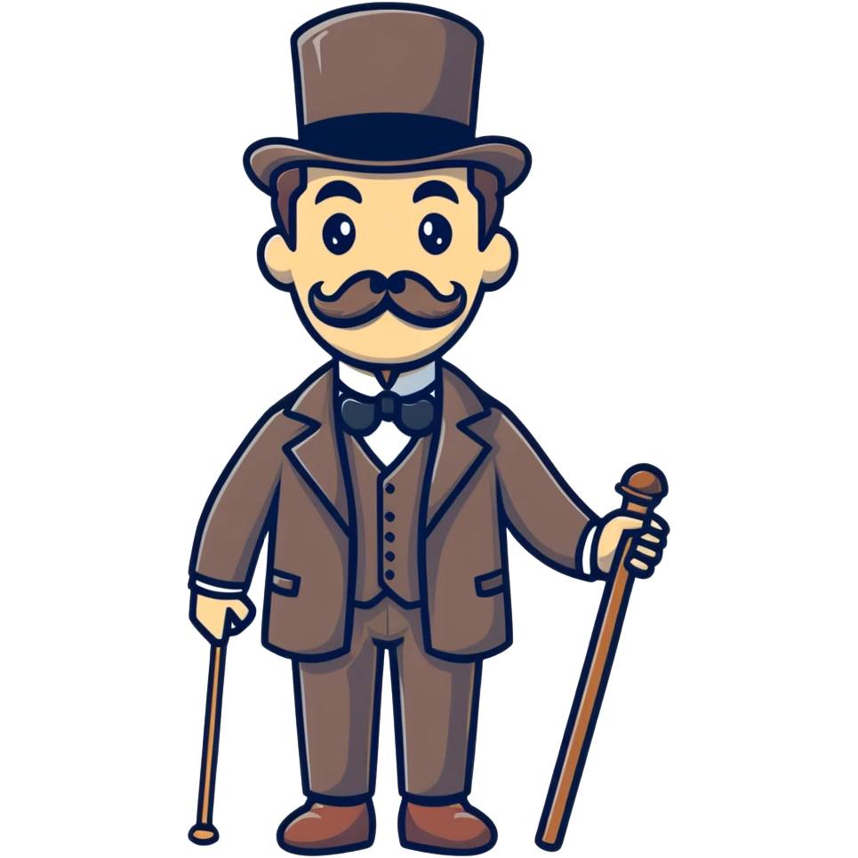 old elegant Victorian man with mustache and cane emoji