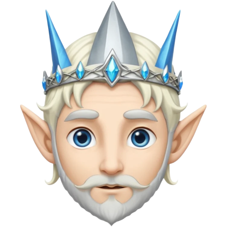 elf prince with pointy ears, white skin, silverblond hair, blue eyes, Chin beard emoji