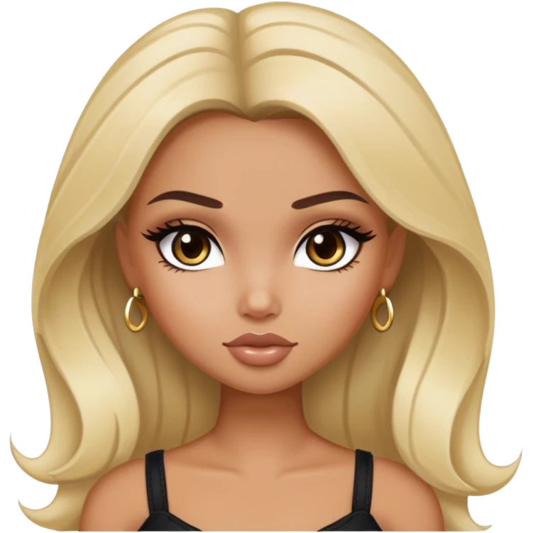 dark brown hair with blond strains, pretty beautiful bratz baddie emoji