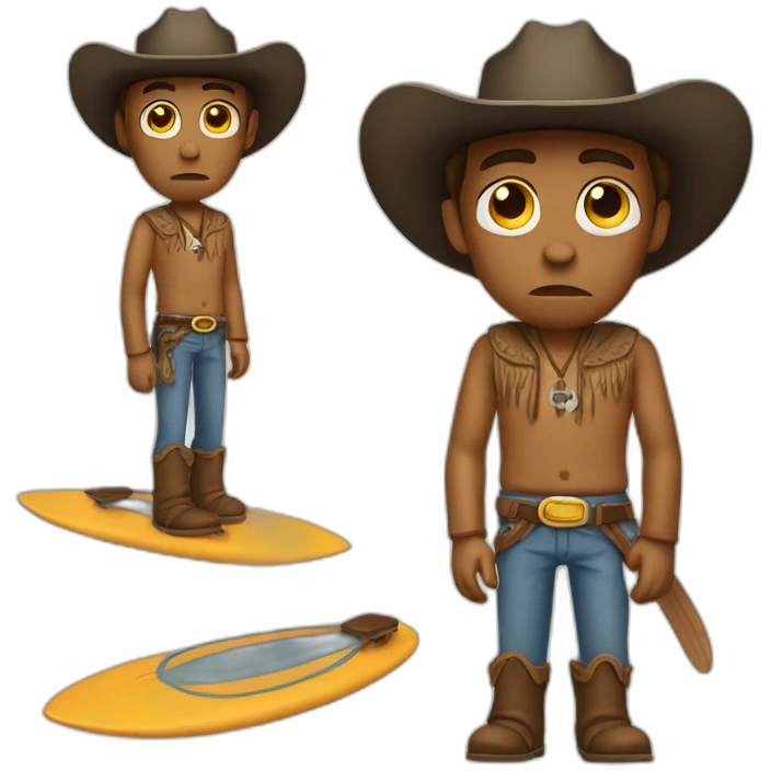 sad cowboy with surfboard emoji
