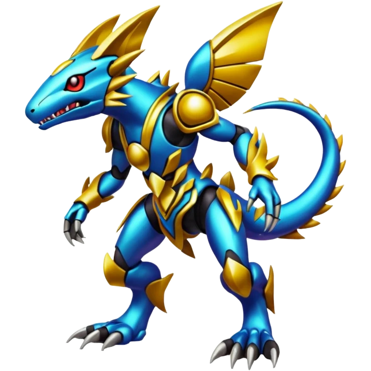  exotic colorful Protogen-Fakémon-Pokémon-Spectrobes-Digimon-Vernid-creature (full body) emoji