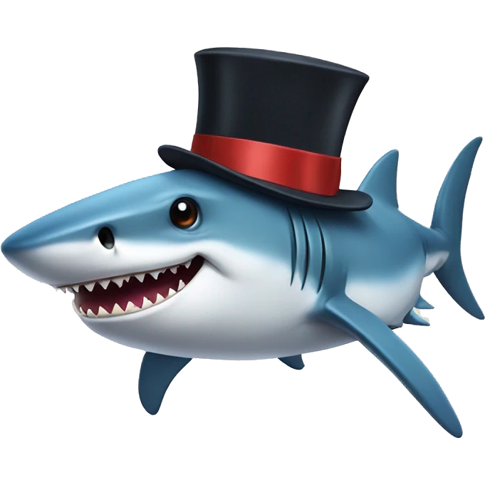 Shark with a top hat emoji