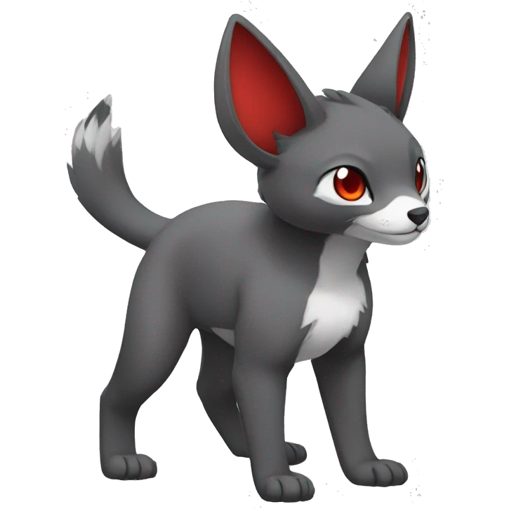 Cute cool black red white grey animal hybrid Fakemon full body emoji