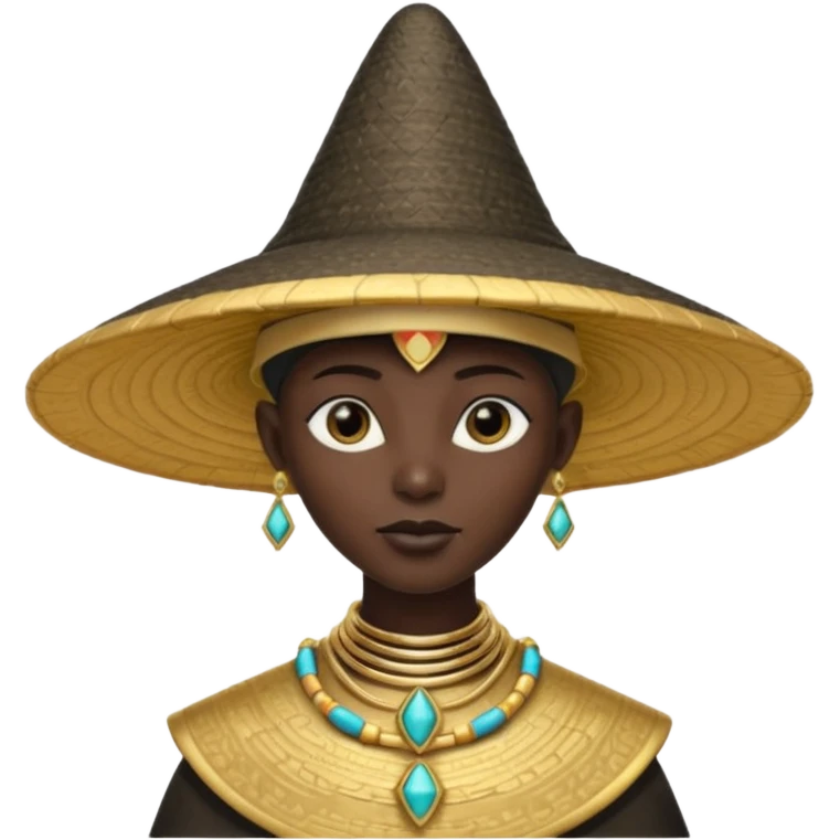 ancient alien with conical hat, black, half body emoji