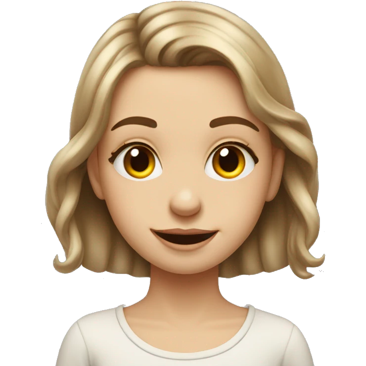 slavic girl with hazel eyes makeup smiling with teeth stands in profile emoji