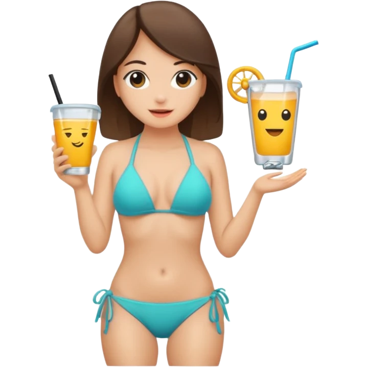 a girl wearing a bikini and showing her Uber things emoji