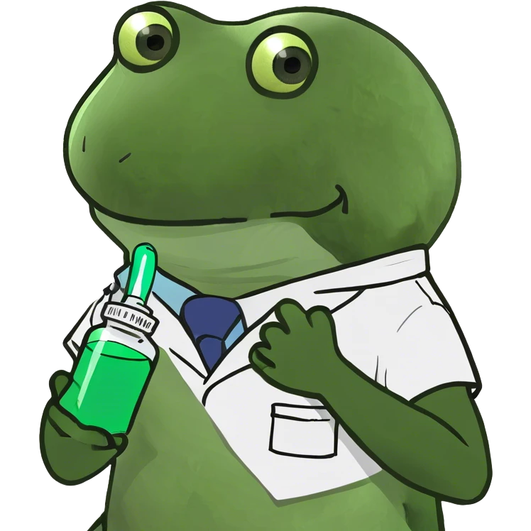 bufo the doctor, holding a green medicine, full doctor outfit emoji