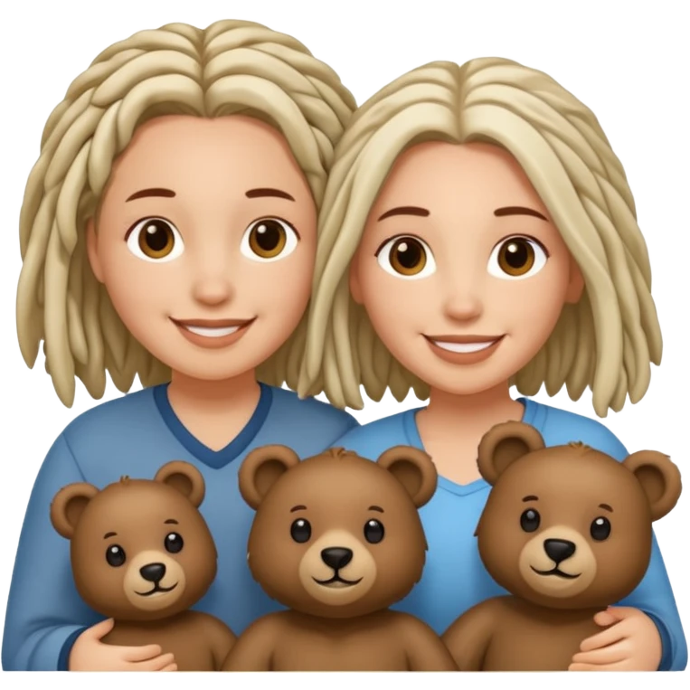 Couple emoji white with bears, medium complexion female with mid length loca emoji