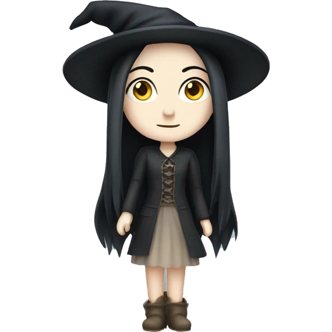 Long black haired witch with pale skin emoji