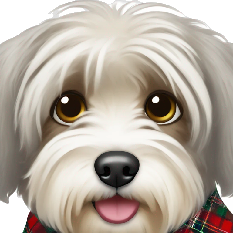 Havanese dog wearing tartan collar  emoji