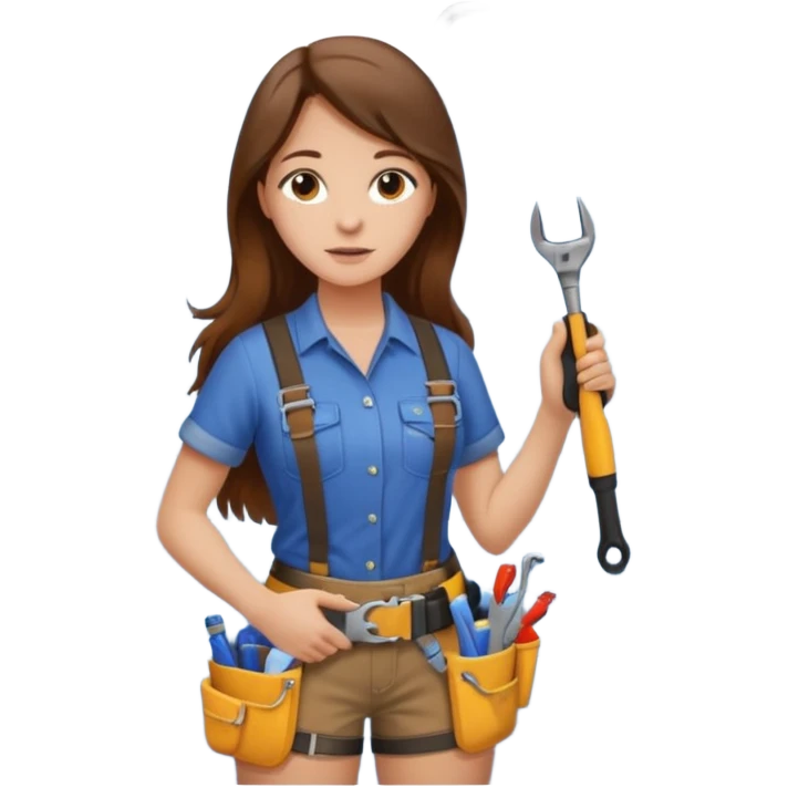 beautiful girl with long brown hair constructing new shower in bedroom emoji