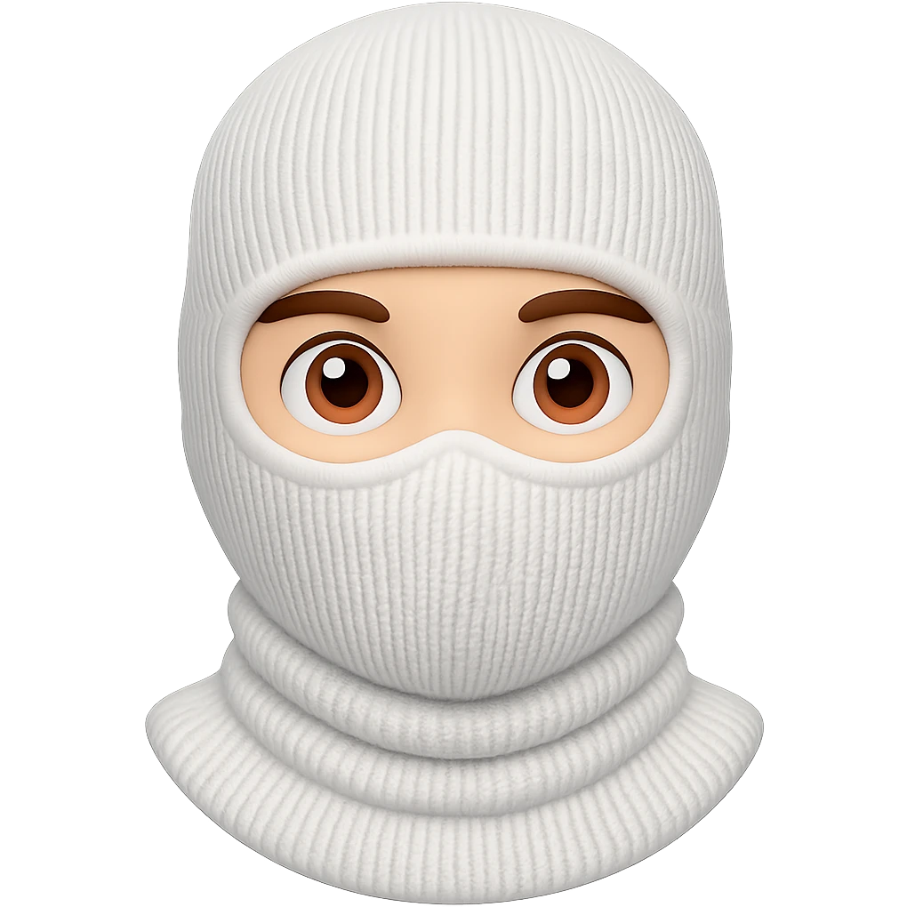 white balaclava emoji style without mouth emoji