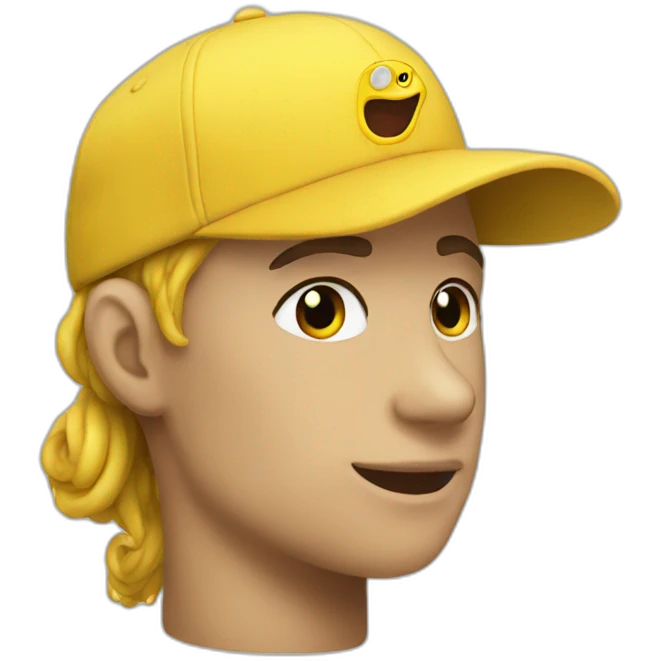 worm yellow baseball cap emoji