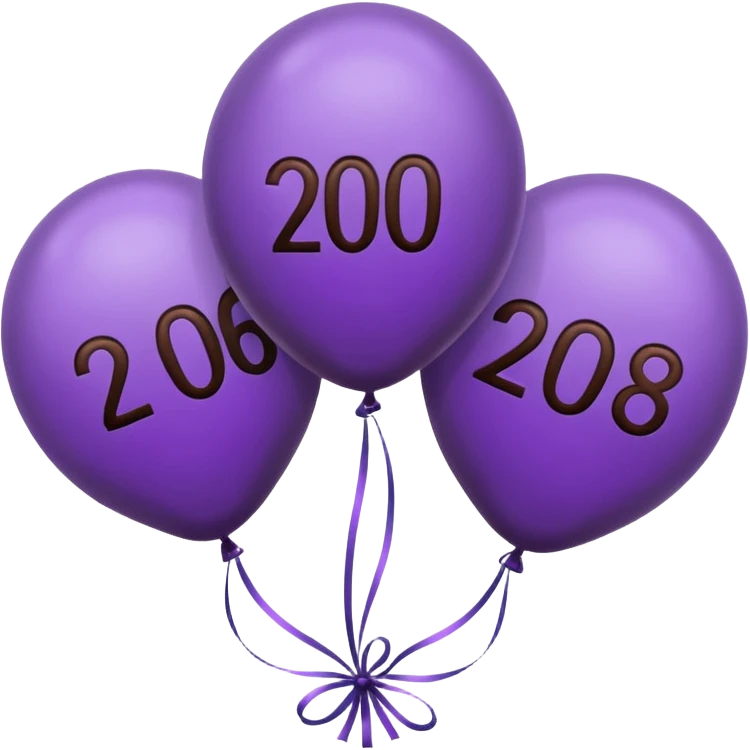 baloons with 2026 year to put on the menu in dark brown and violet emoji