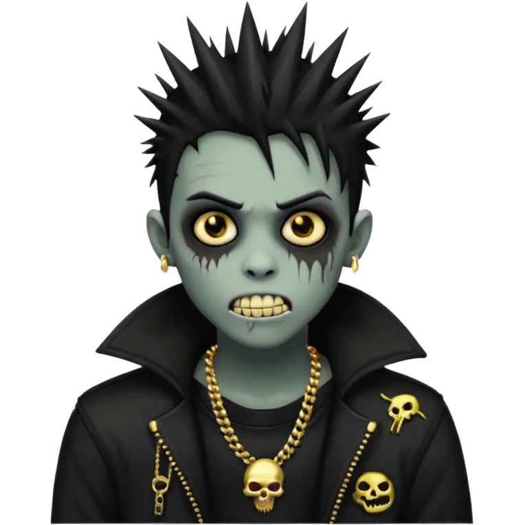 zombie emo black boy emoji with spiky hair and gold grillz emoji