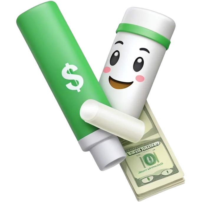 a smiling glue stick holding a banknote emoji