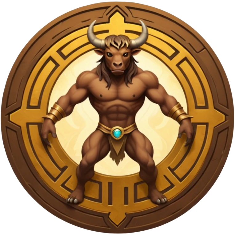 solarpunk style, oil paint - skinny The Minotaur lurks in the middle of the labyrinth emoji