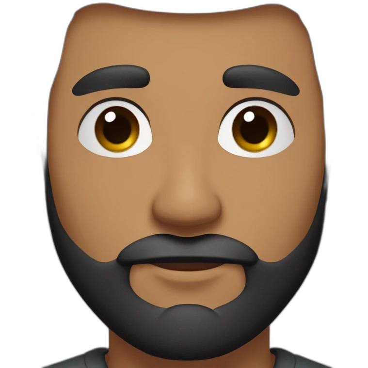 Hombre de cabello negro, ojos almendrados marrones, nariz respingada y barba corta emoji