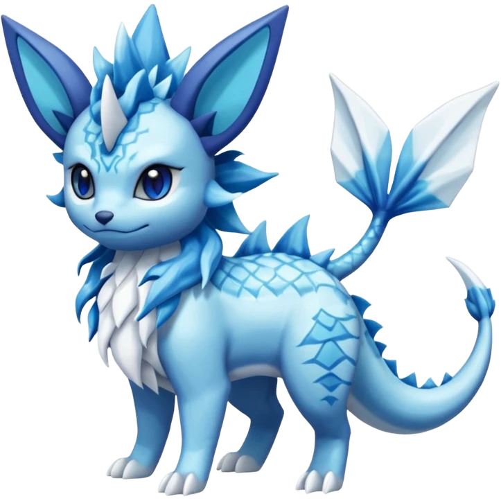 Snowy Flakey Scaly Vaporeon-Glaceon-Suicune-Amaura-Dialga-fusion emoji