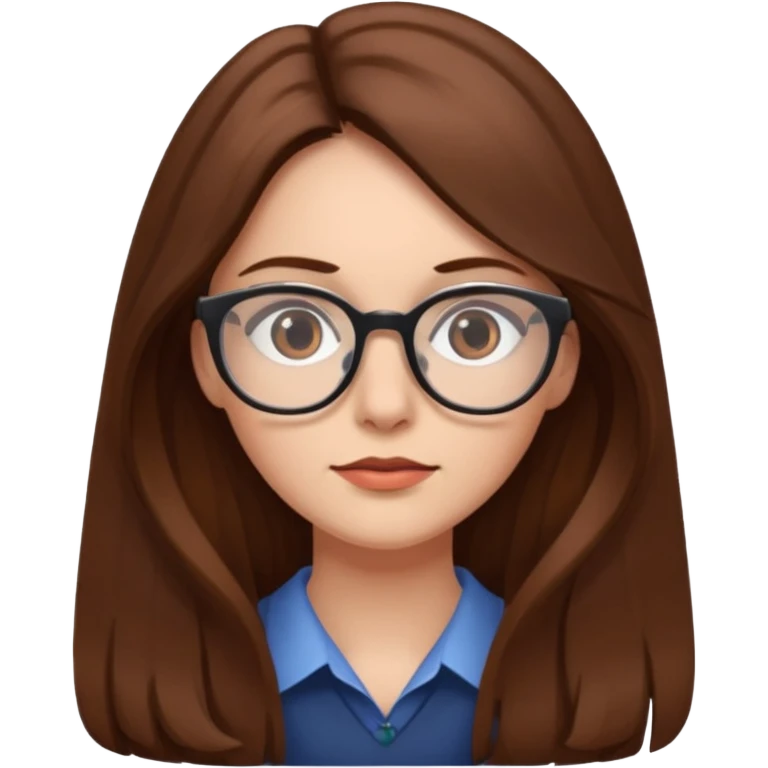 A woman with long brown hair and glasses, always looking thoughtful. emoji
