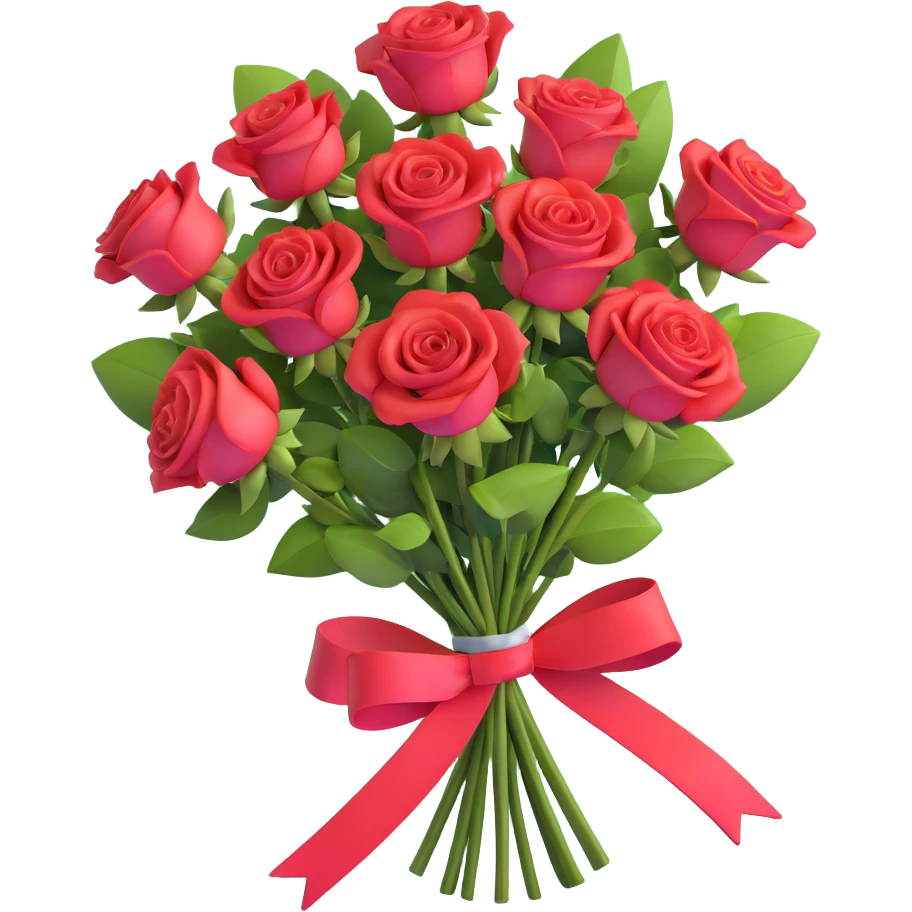 elegant bouquet of red roses with ribbon emoji
