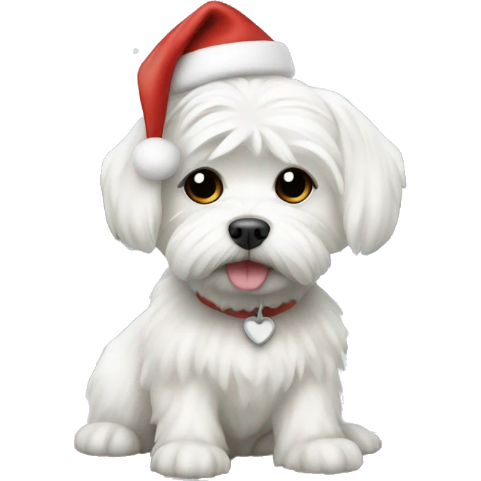  white maltese dog and Christmas tree emoji