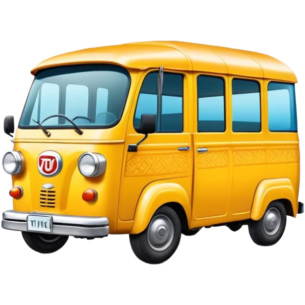Cinematic Realistic Tuk Tuk Pop Culture Emoji, featuring a vibrant portrayal of the iconic Thai tuk tuk rendered with dynamic textures and lively, urban lighting. emoji