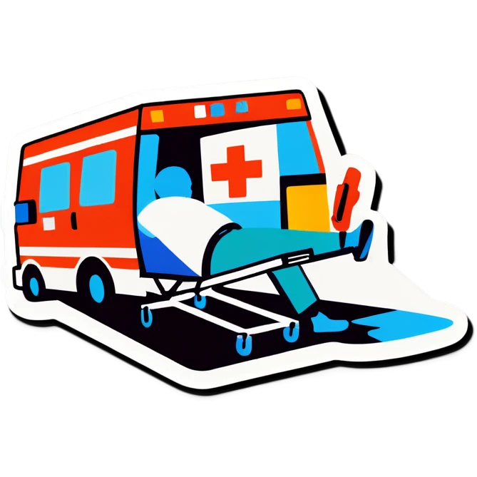 A doctor laying underneath an ambulance fixing emoji