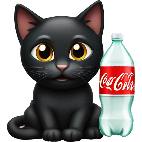 Black cat with Coke Zero  emoji