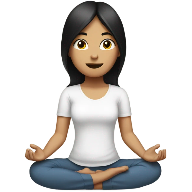 teen white girl with black hair meditating emoji