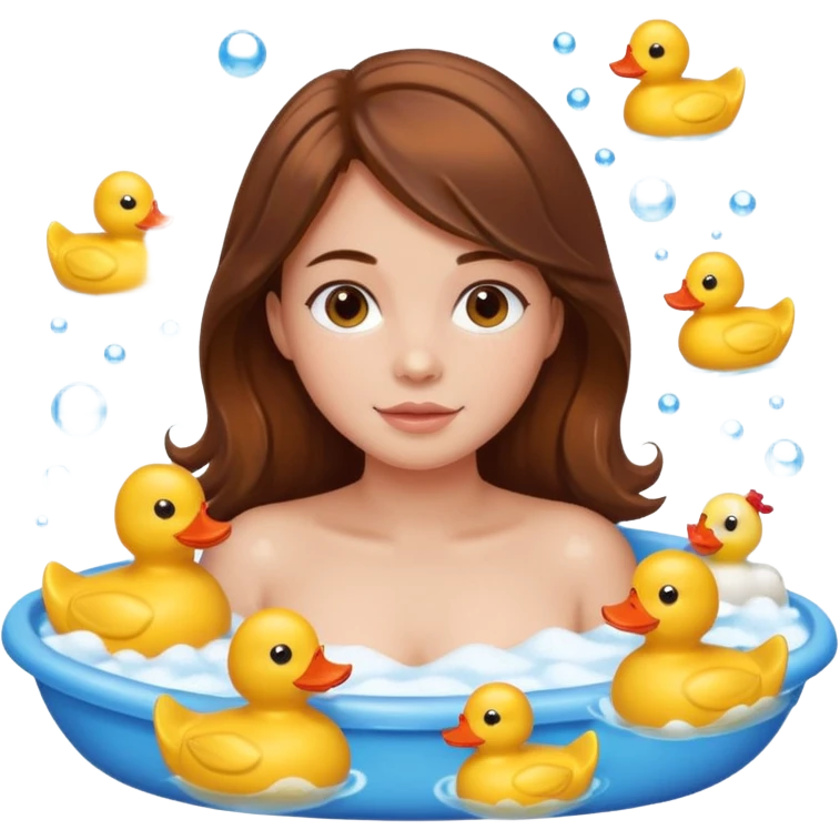 bath, food, toys, brown hair girl emoji