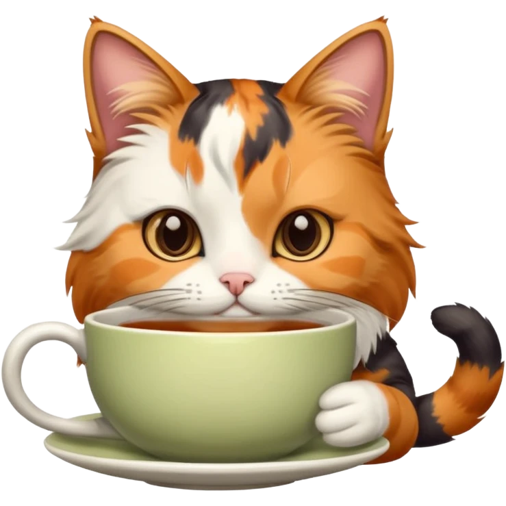 Çay içen kedi emoji