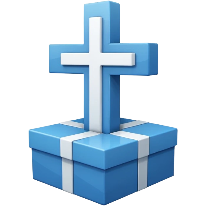 Make exactly as the cross is. Make the blue a little darker. ☩ The emoji is for X. the blue is for the box, the cross must be white emoji