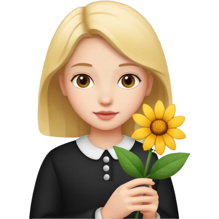 Girl holding flower emoji