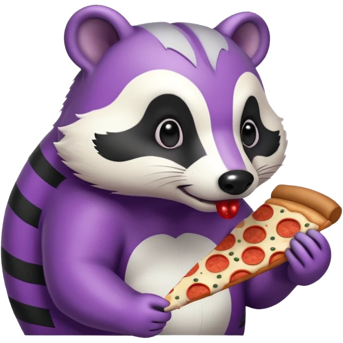 badger eating pizza purple and white emoji