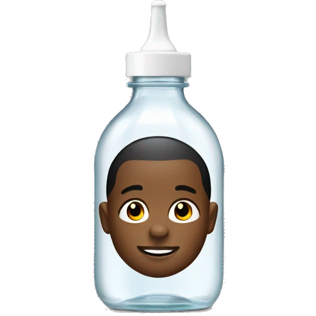 baby oil bottle with black young man as front logo in the middle emoji