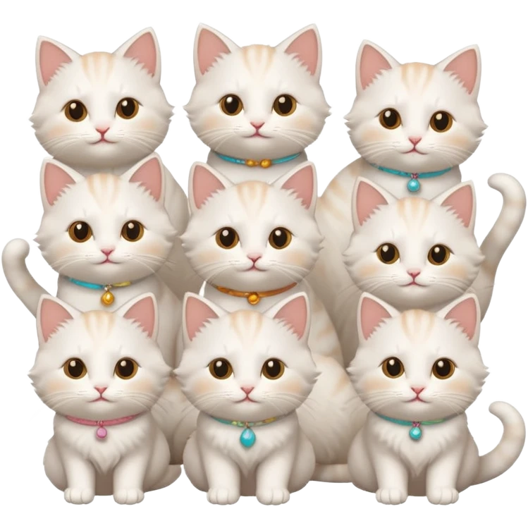 White cute cats with accessories emoji