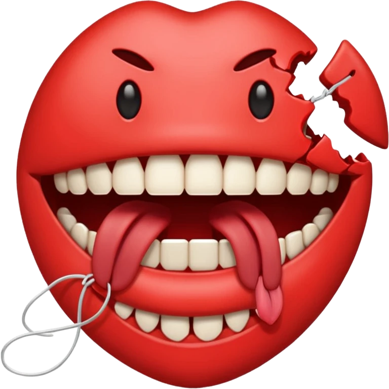 A mouth with a broken string instead of a tongue emoji