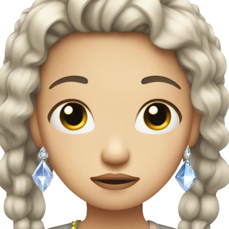 girl with jewel and crystal hair sad face emoji