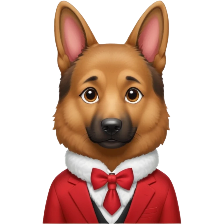 German ShepherdDog with NeckBow in red suit. emoji