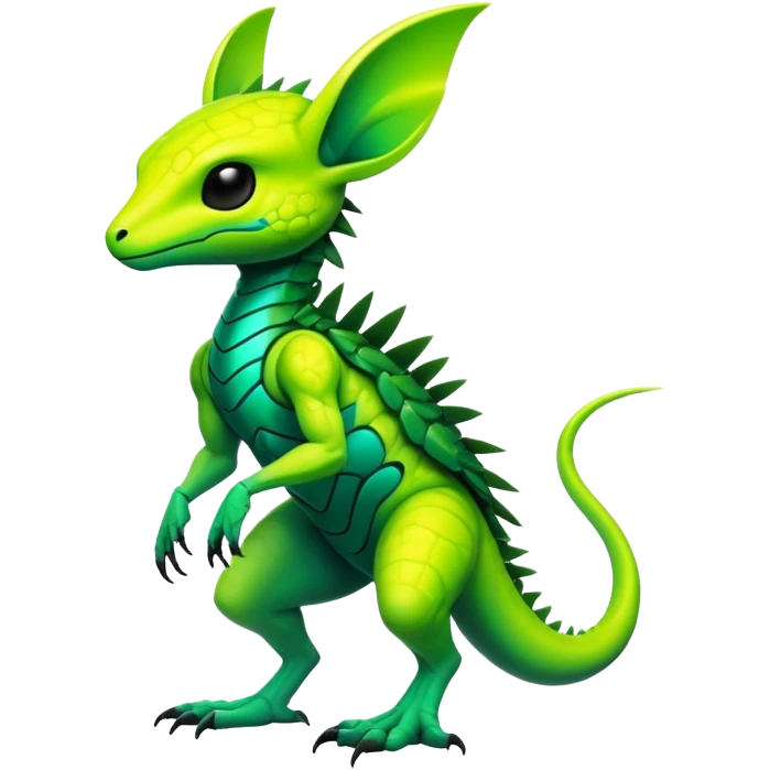 Tropical futuristic lush cool edgy neon Fionbri-Vernid-ET-creature (full body) emoji