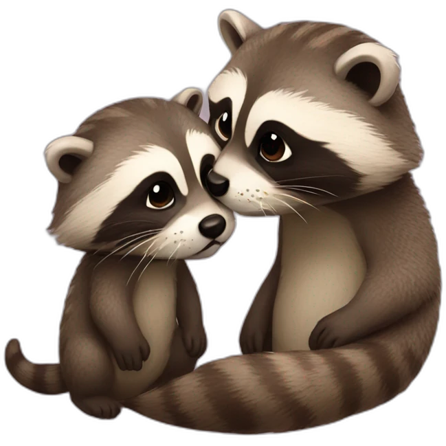 Racoon otter kissing emoji
