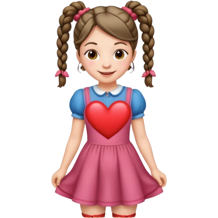 Her hair is in pigtails and her pubic hair is shaped like a heart.  She has wide hips emoji