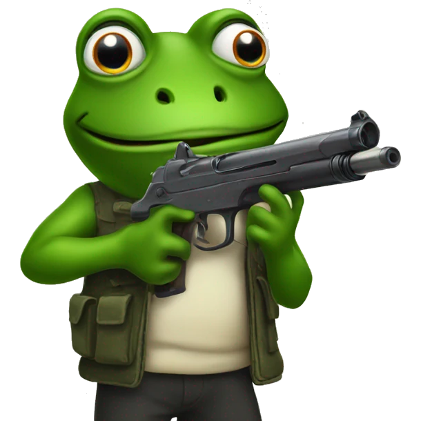 A frog holding a. Gun emoji